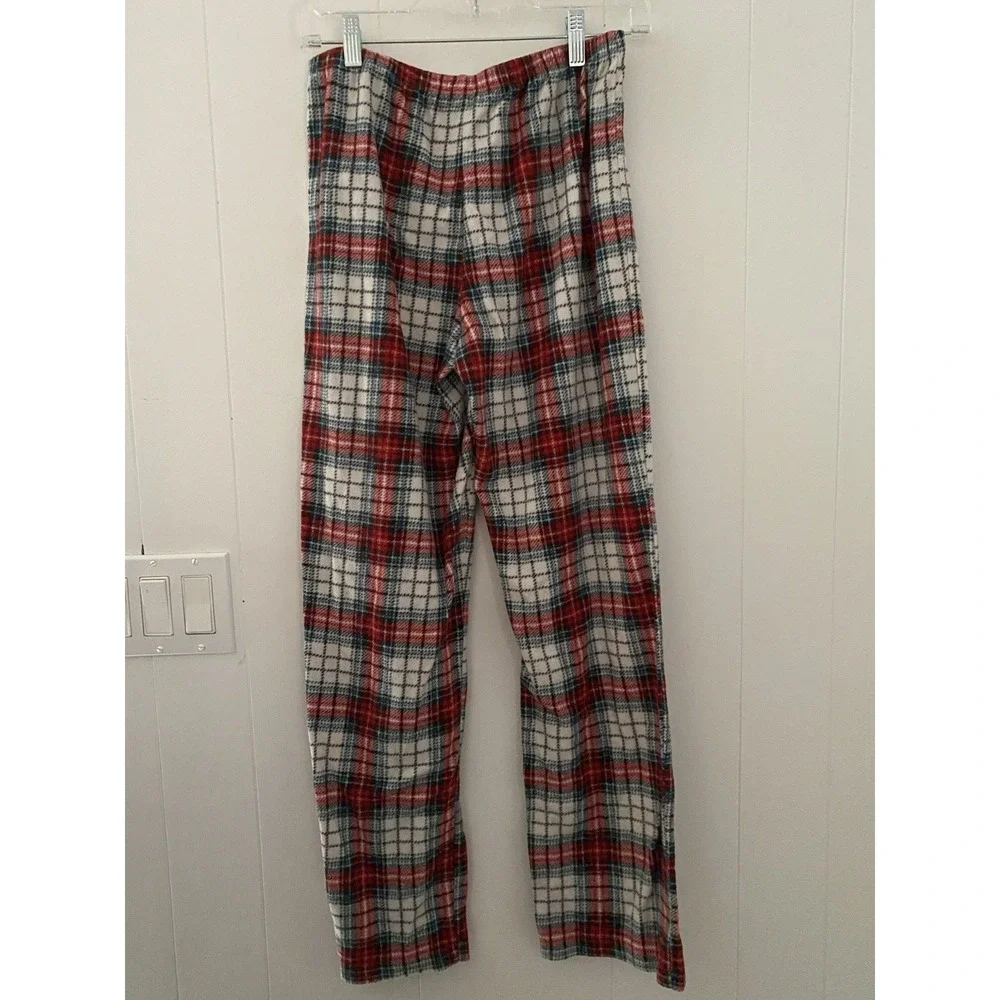 Lauren Ralph Lauren Plaid Fleece Pajama‎ Set Women's XS Red/Blue/White Cozy